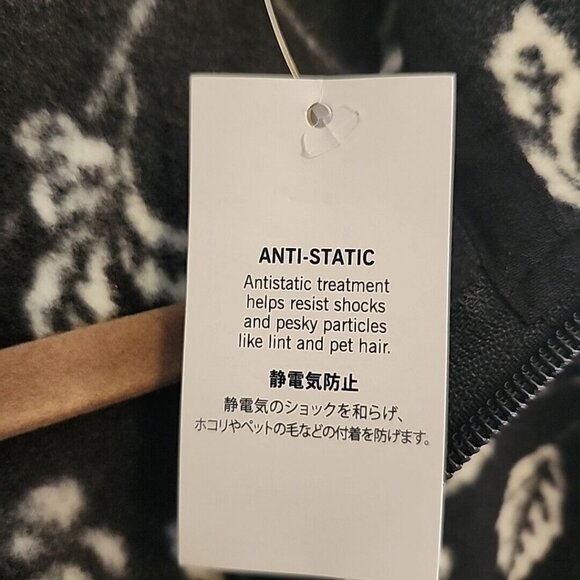 Medium Lands End Womens Jacket Full Zip Front Fleece Black White Pockets NEW - Picture 3 of 12